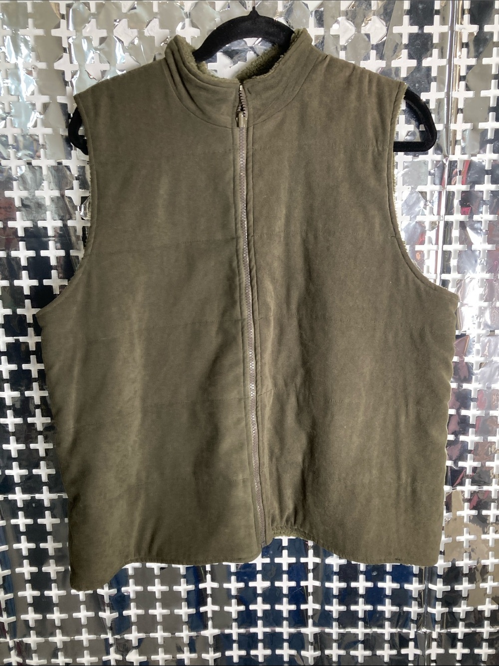 Teddi Olive Green Full-Zip Fleece Vest